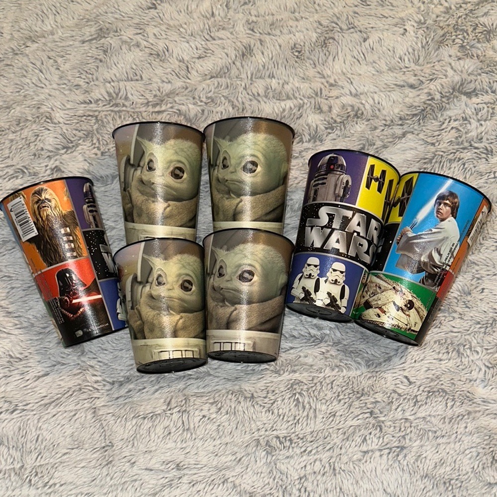 Star Wars Plastic Tumbler Cup Set 7pc Grogu Baby Yoda Luke Skywalker Darth Vader
